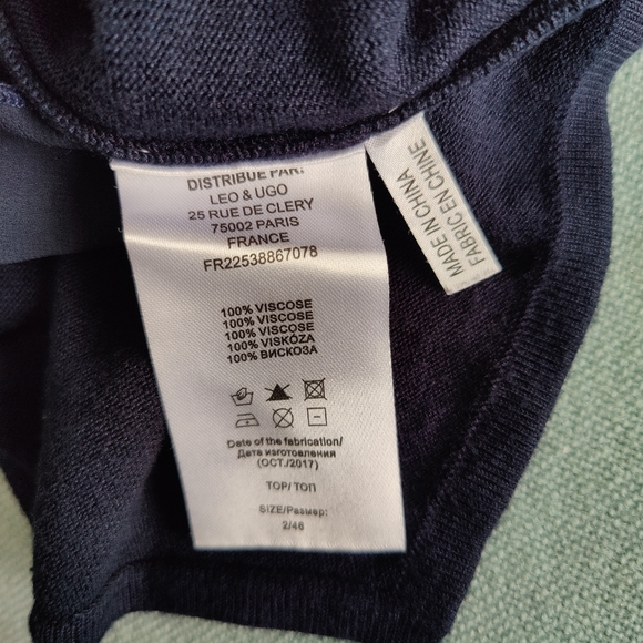 Navy Blue 🔵 with tiny gold heart Short Sleeve Sweater | Leo & UGO 🇫🇷 - Picture 7 of 14